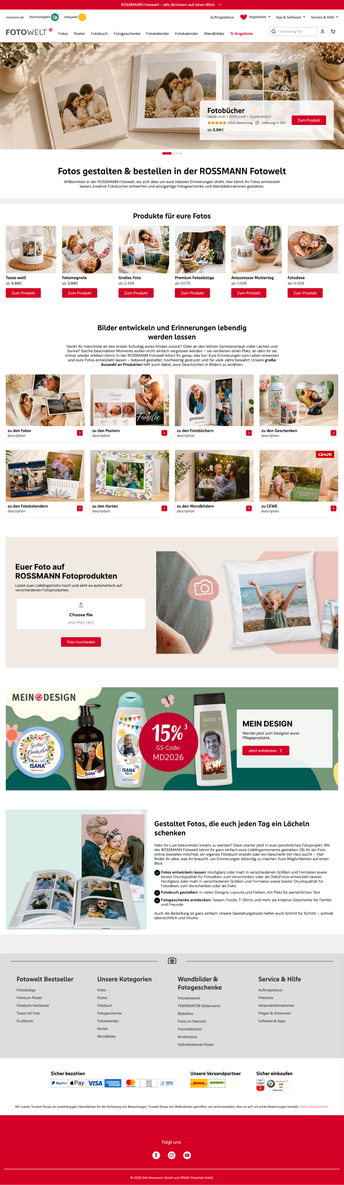 Full Rossmann Fotowelt desktop homepage concept
